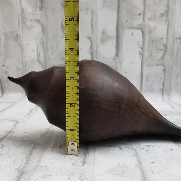 Carved Indian Ironwood Conch Shell Handmade Sculpture - Picture 8 of 11
